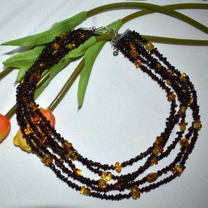 Jay King Garnet and Copal Necklace